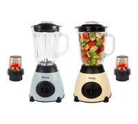 Bistro Chef 2-in-1 Nuts Ice Crushing Mixer Blender 850W, Professional Handheld Kitchen Blender 1.5L for Smoothie Maker, Fruit Juice, Shake, Made from Glass & Stainless Steel (Blue & Beige, Pack of 2)