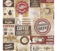 Bistro Coffee Shop Cafe Diner Wallpaper Kitchen Vintage Red Orange Brown Beige Embossed