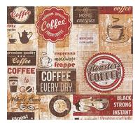 Vintage Bistro Wallpaper A.S Creation Coffee Vintage Shop Diner Beige Brown Red