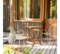 Bistro - Folding garden table in solid acacia, seats 2 people Brown