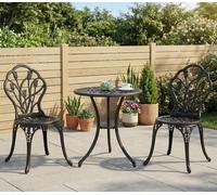 Outsunny 3 Piece Bistro Set, Aluminium Garden Furniture With Umbrella Hole