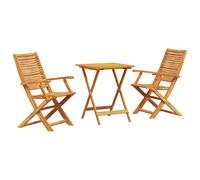 Bistro Set 2-Seater Brown Solid Acacia Wood Rustic Folding Table 60x60cm Chairs
