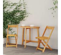 Bistro Set 2-Seater Oil Natural Oiled Solid Acacia Wood Folding Table 78x46x75cm