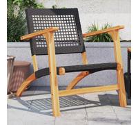 Bistro Set 2pc Black/Brown PE Rattan Chairs 63x79x76cm Acacia Wood Table Outdoor
