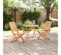 Bistro Set 2pcs Brown Solid Acacia Wood Folding 70cm Table Rustic Patio Outdoor