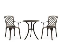 Bistro Set 3 Piece Cast Aluminium Table and Chair Balcony Multi Colours vidaXL