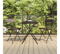 Bistro Set 3-piece Foldable Brown PE Rattan Table & 2 Chairs 40x45x79cm Garden
