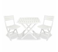 Bistro Set 3-Piece White Plastic Folding Outdoor Table 79x72x70cm Chairs