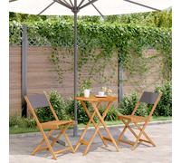 Bistro set 3pc Anthracite Solid Acacia Wood Foldable Table 60x75cm incl 2 chairs