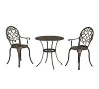 Outsunny 3PCs Bistro Set, Aluminium Garden Table and Chairs Bronze Tone
