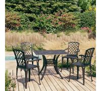 Bistro Set 3pc Black Cast Aluminium Table 90x90cm Chairs 61x60x93cm Garden Sets
