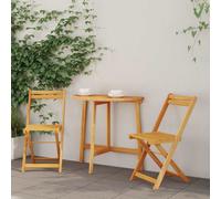 Bistro Set 3pc Brown Solid Acacia Wood 78x46x75cm Folding Table Chairs Outdoors