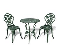 Bistro Set 3pc set Green Cast Aluminium & Cast Iron Table + 2 Chairs 59x59x62cm