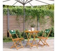 Bistro Set 3pc Solid Acacia Wood 70x75cm Foldable Table Chairs Leaf Pattern Mini