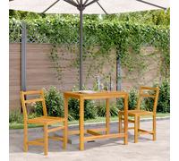 Bistro Set 3pc Solid Acacia Wood Brown 80x55cm Table with 2 Chairs Outdoor Patio