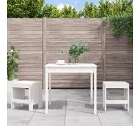 Bistro Set 3pc White Pine Solid Wood 82.5x82.5x76cm Table 40x36x45cm for Patios