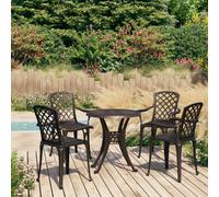 Bistro Set 5-Piece Cast Aluminium Bronze Patio 4 Chairs 61x60x93cm Table 78x72cm