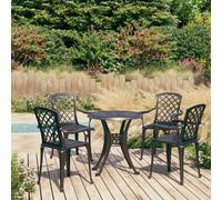 Bistro set 5pc Cast Aluminium Black 4 Chairs 1 Table 61x60x93cm/78x72cm Elegant