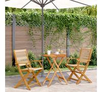 Bistro set 60x75cm Beige Solid Acacia Wood Foldable 2-Seater Outdoor Table Patio