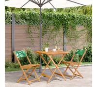 Bistro Set 70 x 70 x 75 cm Acacia Wood Cream Leaf Polyester Foldable ChairTable