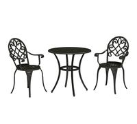 Outsunny 3PCs Bistro Set, Aluminium Garden Table and Chairs Black, Black