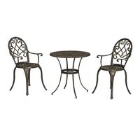 Outsunny 3Pcs Bistro Set, Aluminium Garden Table And Chairs Bronze Tone