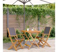 Bistro set Anthracite 70x70x75 cm Solid Acacia Wood Foldable Patio Dining Set3pc