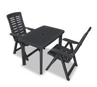 Bistro Set Anthracite Plastic 101x68x72cm Table + 2 Foldable Reclining Chairs