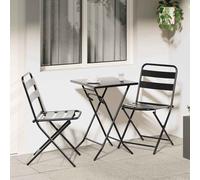 Bistro Set Anthracite Steel 2-Seater Folding Outdoor Table & Chairs 50x50x72 cm