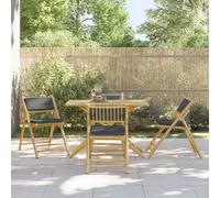 Bistro set Bamboo 110x55x75cm Table + 4 Chairs 59x51x87cm Dark Grey Foldable XL