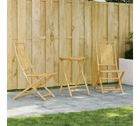 Bistro set Bamboo 55cm Table & 2 Folding Chairs Outdoor Natural 46x66x99cm Mini