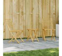 Bistro Set Bamboo Natural Table 45x45cm Chair 43x54x88cm Foldable Outdoor 2seat