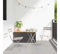 Bistro Set Beige Steel 2-Seater Folding Outdoor Table & Chairs Garden 50x50x71cm
