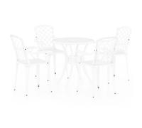 vidaXL Biatro Set 5 Piece Cast Aluminium White Garden Table Chairs Furniture