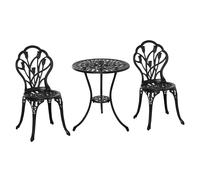 Outsunny 3 Piece Bistro Set, Aluminium Garden Furniture With Umbrella Hole