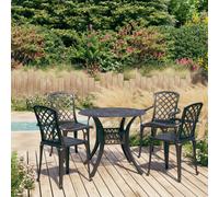 Bistro Set Black Cast Aluminium 2 Chairs & Table Chairs 61x60x93cm Table 90x74cm