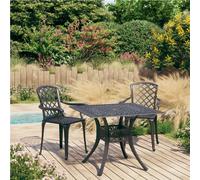 Bistro Set Black Cast Aluminium 3-piece 2 Chairs 61x60x93cm Table 90x90x73cm+