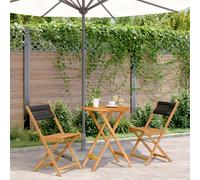 Bistro set Black solid acacia wood 60x75cm foldable 2pc patio dining 2chairs50mm