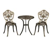 Bistro Set Cast Aluminium Bronze Tone 3pc 39x52x88cm Table 60cm Hole Adjustable