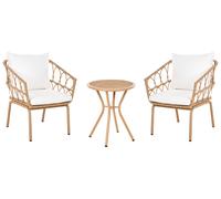 Beliani Bistro Set Ferla Pe Rattan Light Brown