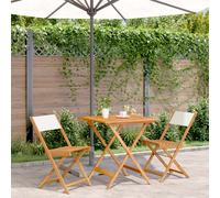 vidaXL 3 Piece Bistro Set Cream White Fabric and Solid Wood, White