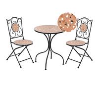 Bistro Set Folding ADRANO Metal Terrazzo Effect Black