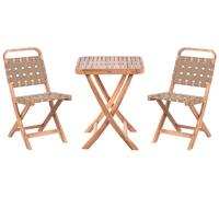 Beliani Bistro Set Folding Calciano Certified Acacia Wood Brown