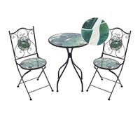 Beliani Outdoor Garden Bistro Set Metal Vintage Style Green Mosaic Pattern Iron Frame Black Cozzana