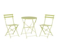 Beliani Outdoor Patio 3 Piece Bistro Set Lime Steel Round Table and Chairs Fiori