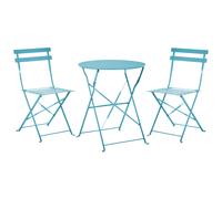 Beliani Bistro Set Folding Fiori Metal Sea Blue, Blue