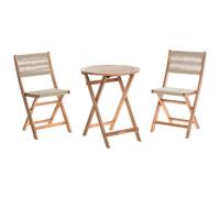 Bistro Set Folding PROSSEDI Acacia Wood Beige