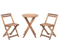 Bistro Set Folding SACILE Acacia Wood Brown