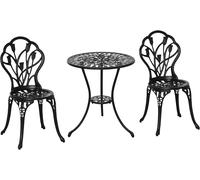 Outsunny 3 Piece Bistro Set, Aluminium Garden Furniture With Umbrella Hole