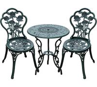 Outsunny 3 Pieces Bistro Set Furniture Garden Balcony Table 2 Chairs Green